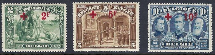 Belgien 1918 - komplet serie "Røde Kors" med fotocertifikat - OBP/COB 150/63