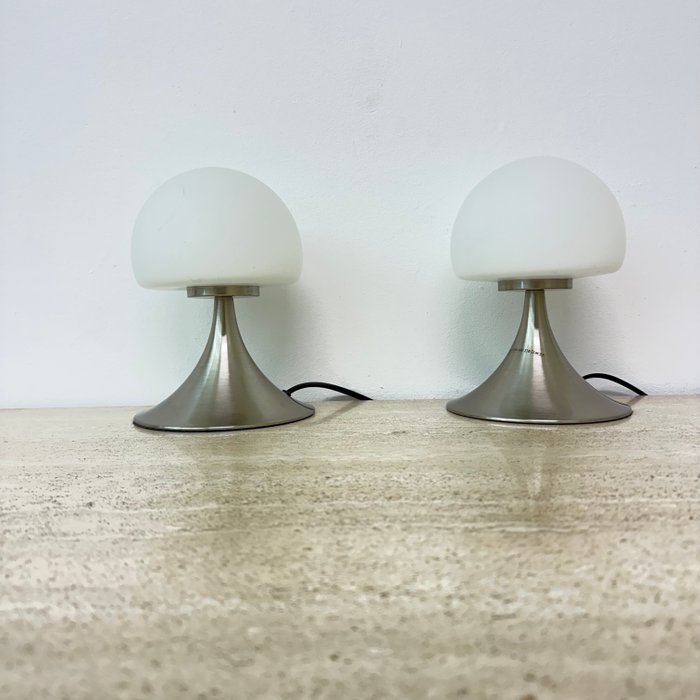 Skrivebordslampe (2) - champignon - Aluminium, Glas