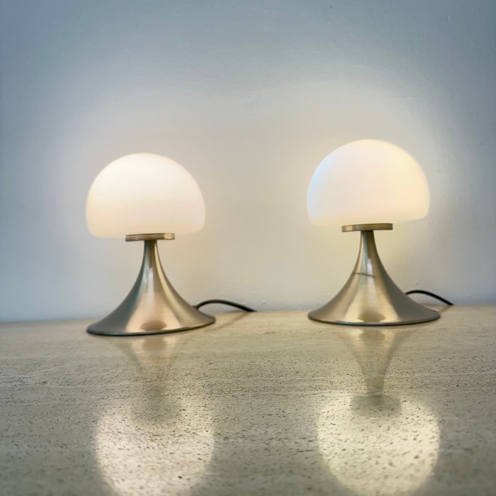 Skrivebordslampe (2) - champignon - Aluminium, Glas