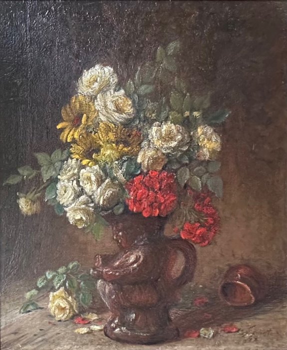 Italiensk skole (XIX) - A Floral Display in a Toby Jug