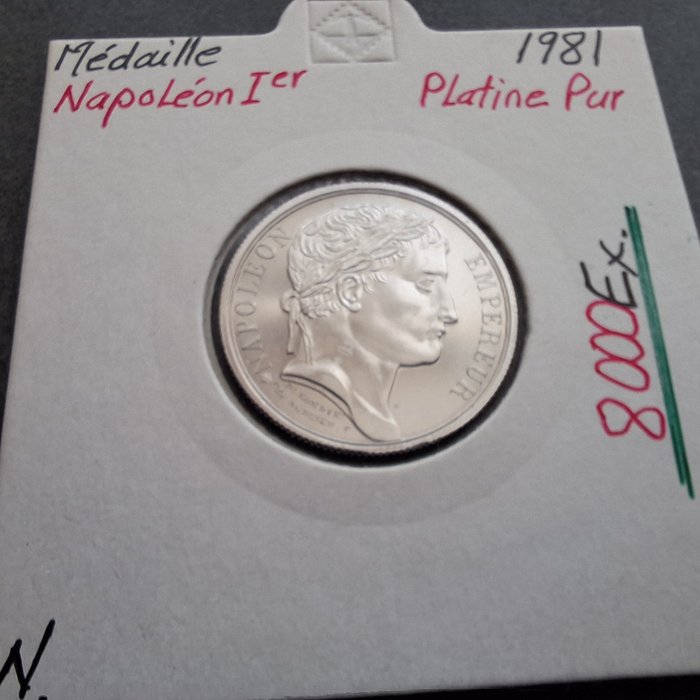 Frankrig. Platinum Medal 1981 Napoleon - 7,2 gr. Platinum  (Ingen mindstepris)