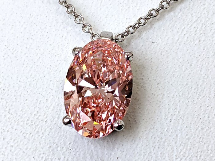 Ingen mindstepris - Halskæde med vedhæng - 14 karat Hvidguld -  2.12ct. tw. Lyserød Diamant (Laboratoriedyrket diamant i fancy farver) - FANCY VIVID PINK IGI