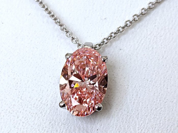 Ingen mindstepris - Halskæde med vedhæng - 14 karat Hvidguld -  2.12ct. tw. Lyserød Diamant (Laboratoriedyrket diamant i fancy farver) - FANCY VIVID PINK IGI