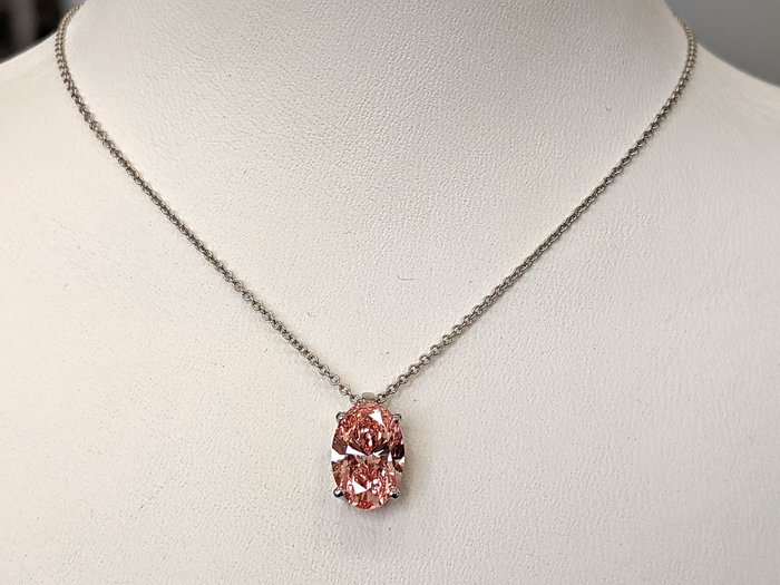 Ingen mindstepris - Halskæde med vedhæng - 14 karat Hvidguld -  2.12ct. tw. Lyserød Diamant (Laboratoriedyrket diamant i fancy farver) - FANCY VIVID PINK IGI