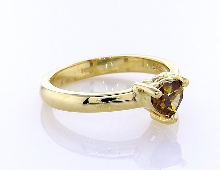 Ring - 14 karat Gulguld -  0.51ct. tw. Diamant (Naturfarvet)