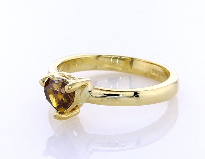 Ring - 14 karat Gulguld -  0.51ct. tw. Diamant (Naturfarvet)