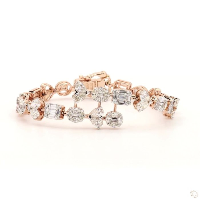 Armbånd - 14 karat Rosaguld -  4.12ct. tw. - 14KT, PINK GULD ARMBÅND