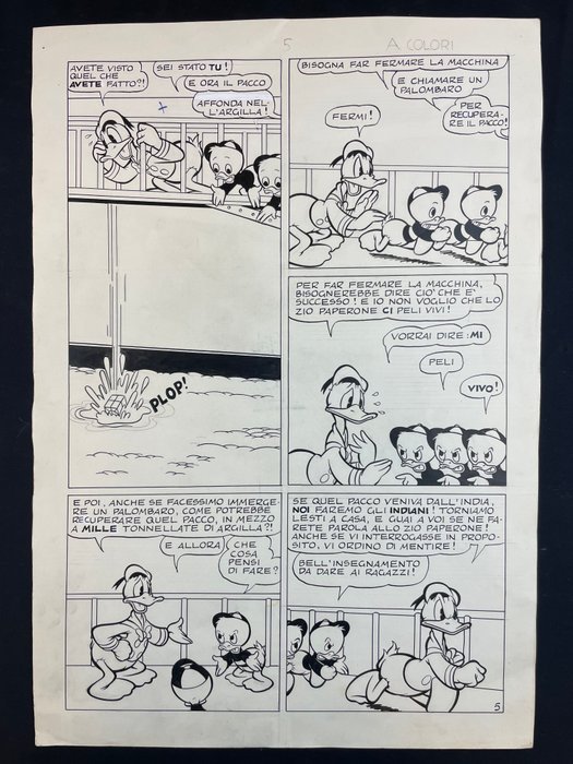 Carpi, Chierchini - 1 Original page - Donald Duck - "Paperino e il Muro del Riso " - 1954