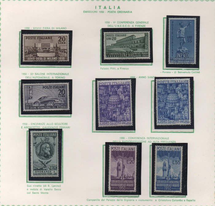 Italien 1950 - 1950 årgang komplet med almindelig post