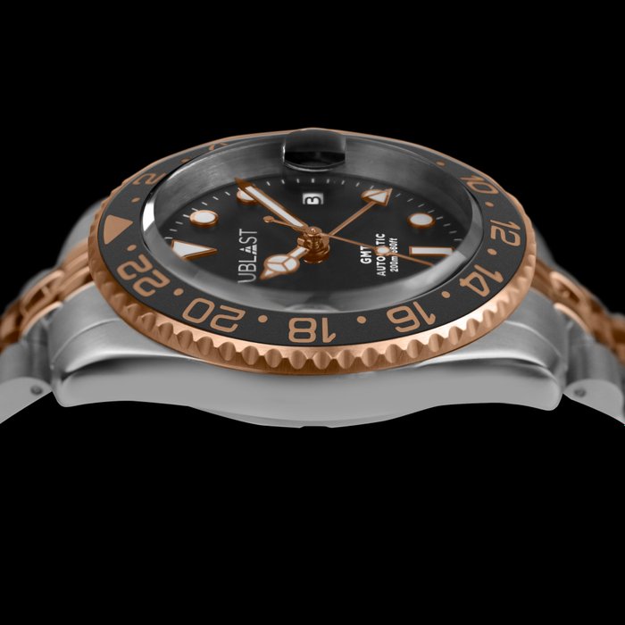 Ublast - Automatic Diver GMT - UBDGMJ40BGB - Steel  Rose Gold Plated - Jubilee Strap - Mænd - Ny