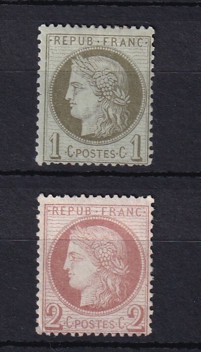 Frankrig 1872 - kyst 300€, Cérès 1c og 2c - Yvert n°50/51