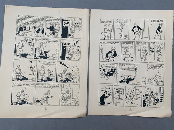 Hergé - Tintin - Tintin en Amérique - 2 pages en édition alternée 48 et 50- 2 Giclées