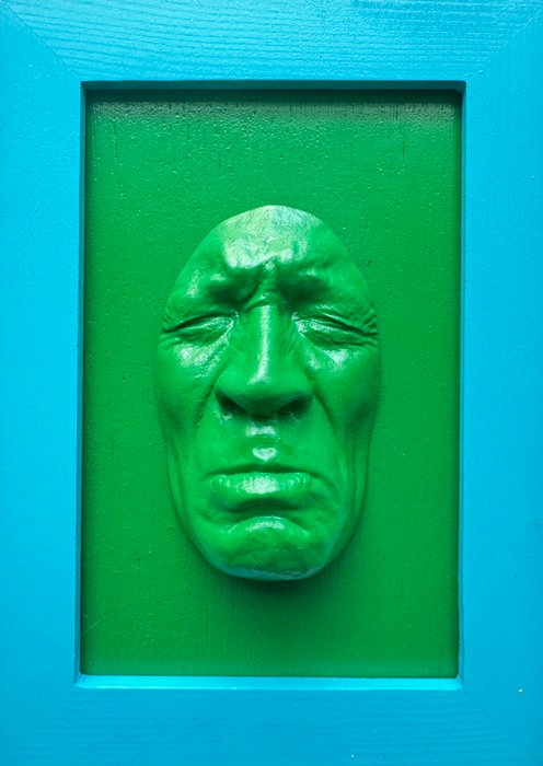 Gregos (1972) - Small green sadness on green background-blue light frame