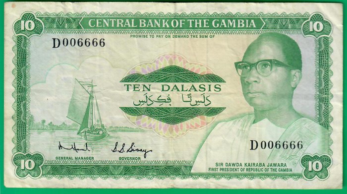 Gambia. - 13 banknotes - including fancy serial *6666*  (Ingen mindstepris)