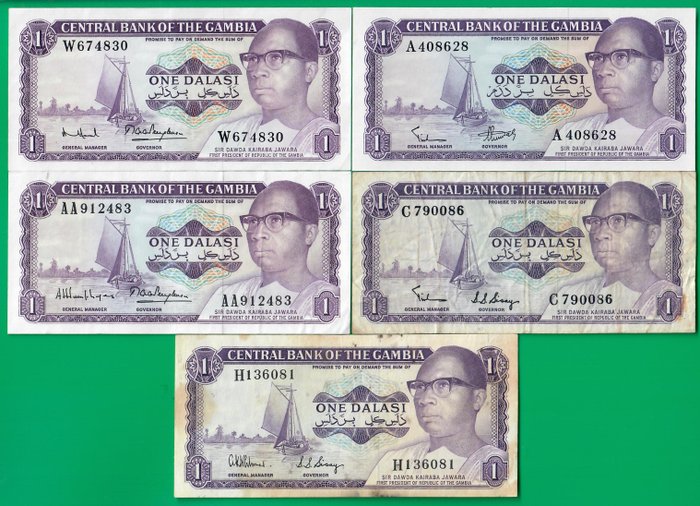 Gambia. - 13 banknotes - including fancy serial *6666*  (Ingen mindstepris)