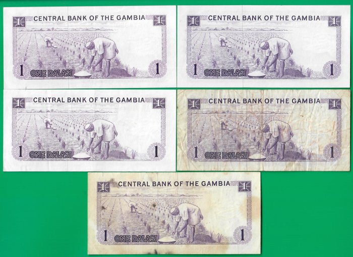 Gambia. - 13 banknotes - including fancy serial *6666*  (Ingen mindstepris)