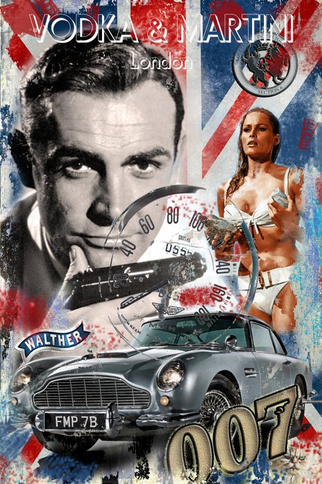 James Bond - Original LUC BEST Giclee  James Bond "Vodka Martini"