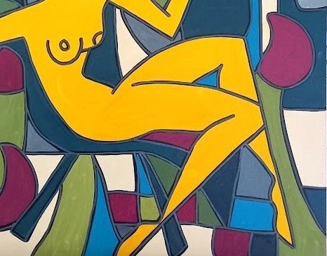 Patricia Kleyman (1965) - Jolie jeune fille Nue sur un Divan Contemporain