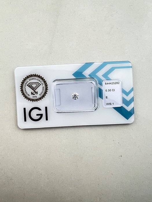 1 pcs Diamant  (Natur)  - 0.30 ct - Rund - E - VVS1 - International Gemological Institute (IGI)