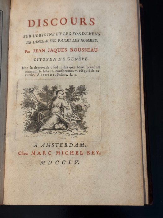 Rousseau (Jean-Jacques) - Discours sur l'origine et les fondemens de l'inégalité parmi les hommes - 1755