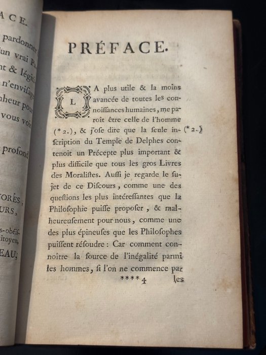 Rousseau (Jean-Jacques) - Discours sur l'origine et les fondemens de l'inégalité parmi les hommes - 1755