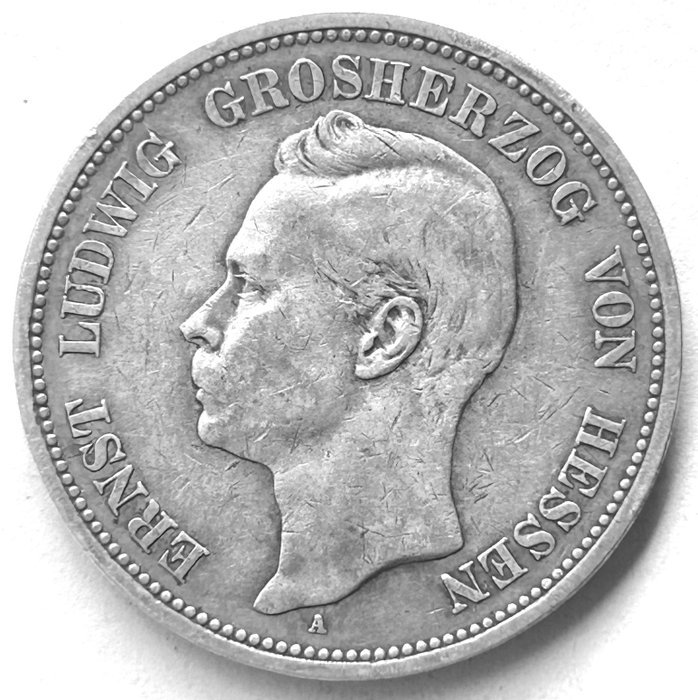 Tyskland - Hessen Ernst Ludwig - Grossherzog von Hessen Fünf Mark 1898  (Ingen mindstepris)