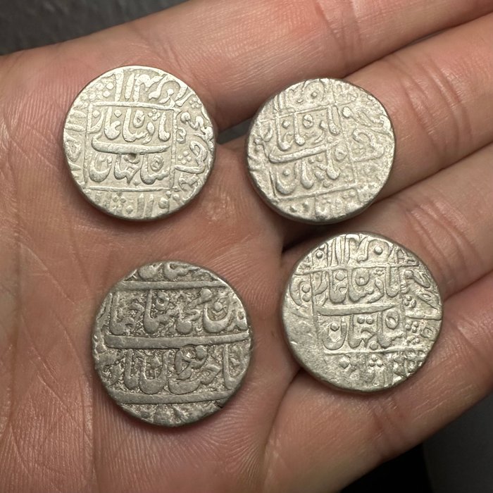 Mogul. Shah Jahan (1628-1658 AD)  Muhammad Shah (1719-1748). Lot of 4 Rupees Various dates and mints