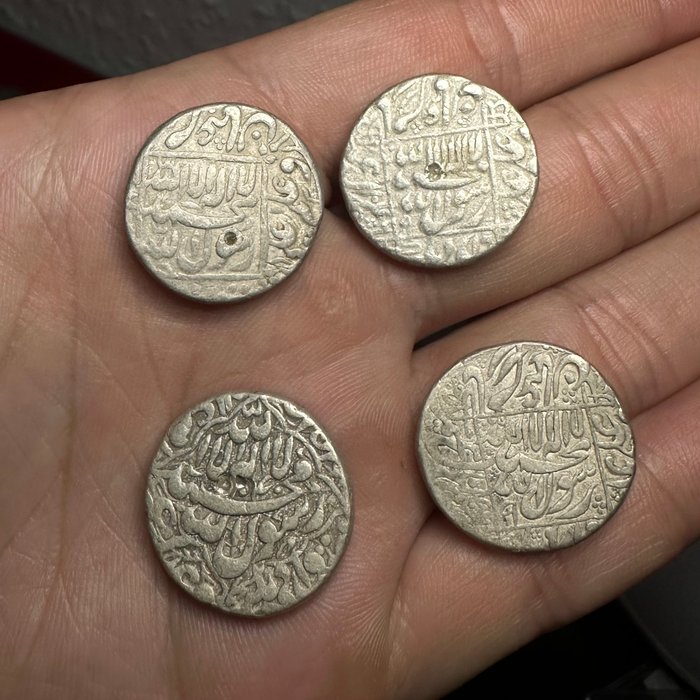 Mogul. Shah Jahan (1628-1658 AD)  Muhammad Shah (1719-1748). Lot of 4 Rupees Various dates and mints