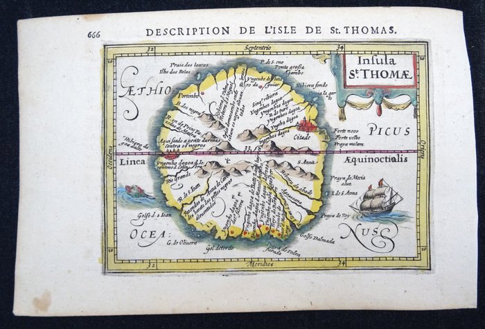 Afrika - São Tomé og Principe; B. Langenes / P. Bertius / J. Hondius - Insula St. Thomae - 1601-1620