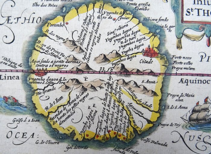 Afrika - São Tomé og Principe; B. Langenes / P. Bertius / J. Hondius - Insula St. Thomae - 1601-1620