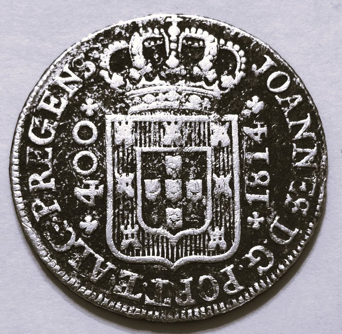 Portugal. D. João Príncipe Regente (1799-1816). Cruzado Novo (480 Reis) - 1814 - Coroa Baixa - Diadema Losango 4 Pontos  (Ingen mindstepris)