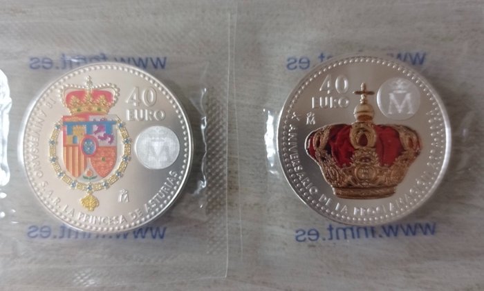 Spanien 40 Euro 2023/2024 "Princesa Leonor" + "Rey Felipe VI" (2 monedas)  (Ingen mindstepris)