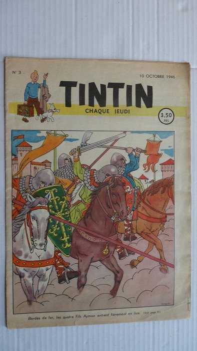 Tintin (magazine) n°2 (Jacobs) + n°3 + n°5 (Hergé) + n°6 (Jacobs) + n°7 + n°9 (Hergé) - 6 magasiner - Første udgave - 1946