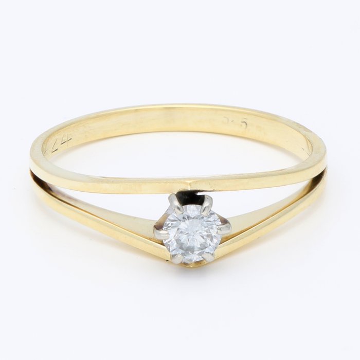 Ring - 14 karat Gulguld Diamant (Natur)