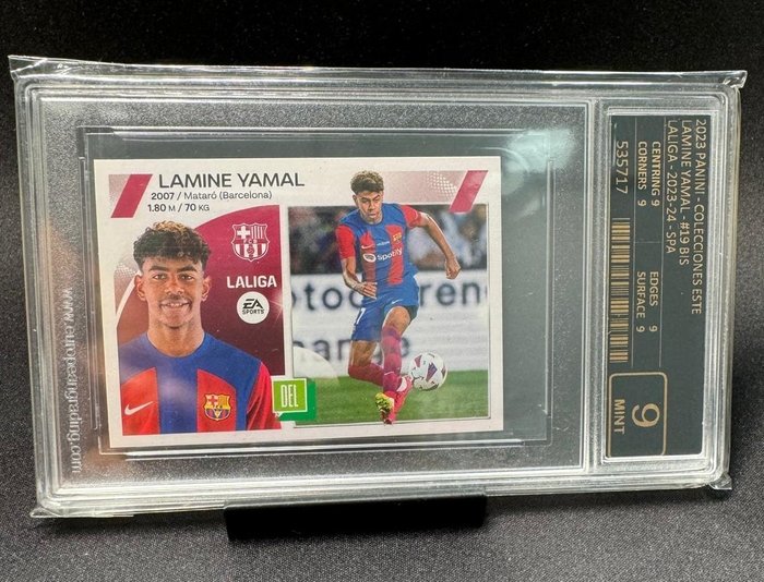 2023/24 Panini Liga Este Lamine Yamal #19 BIS - Rookie European Grading 9 - 1 Graded sticker