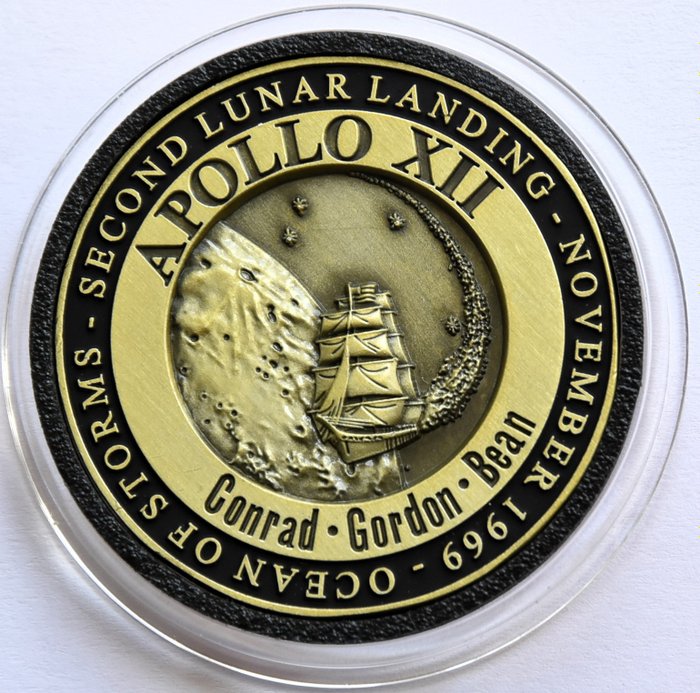 NASA medalje (sjælden version kun 2000 lavet) - fløjet metal med Apollo 12 til Lunar orbit second lunar - 1970-1980