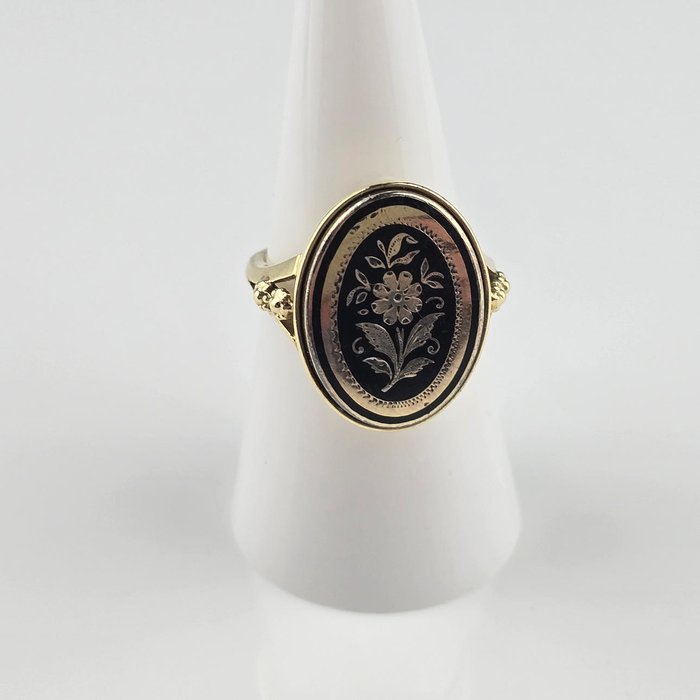 Ring - 14 karat Gulguld - Guldring i Biedermeier stil