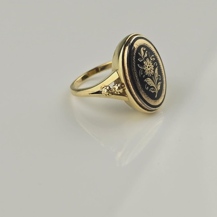 Ring - 14 karat Gulguld - Guldring i Biedermeier stil