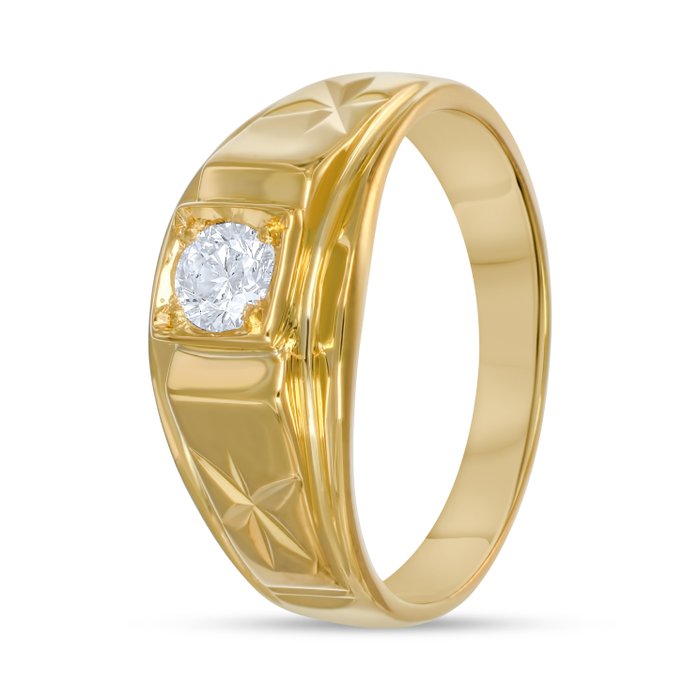 Ring - 18 kraat Gulguld -  0.37ct. tw. Diamant (Natur)