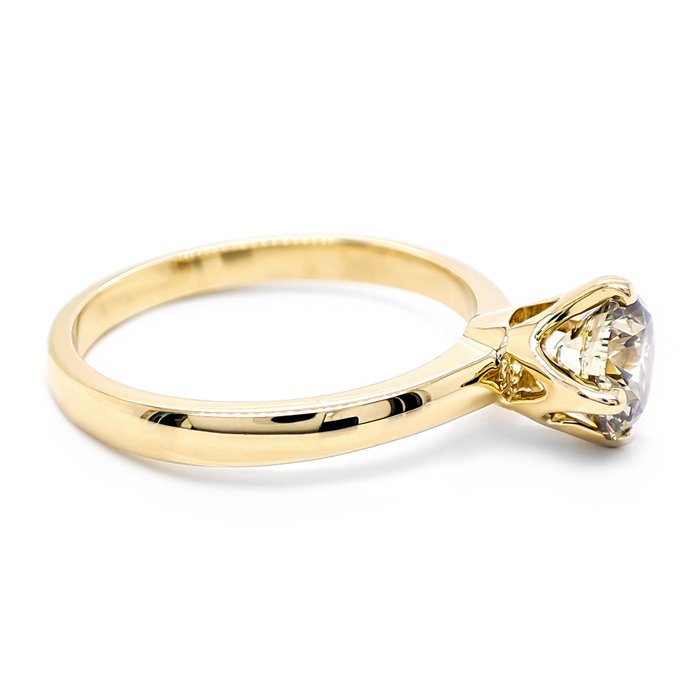 Ring - 14 karat Gulguld -  1.06ct. tw. Gul Diamant (Naturfarvet)