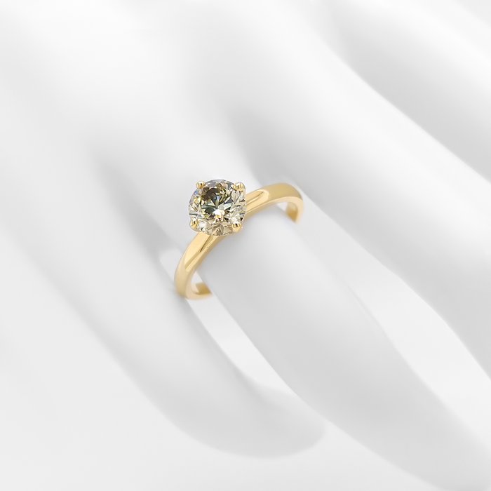 Ring - 14 karat Gulguld -  1.06ct. tw. Gul Diamant (Naturfarvet)