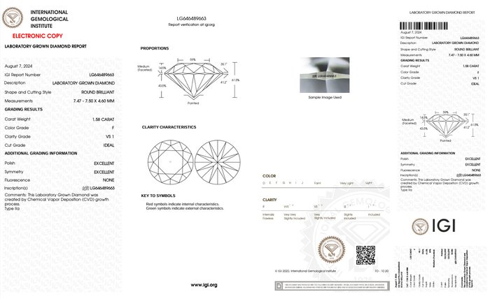 Ingen mindstepris - Ørestikkere - 14 karat Hvidguld -  316ct tw Diamant (Laboratoriedyrket) - F VS1 IGI