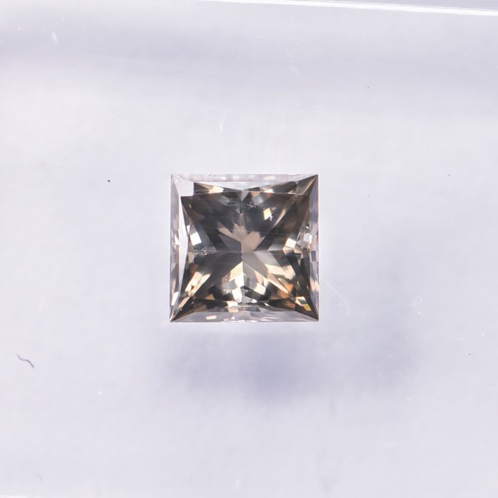 Ingen mindstepris - 1 pcs Diamant  (Naturfarvet)  - 0.50 ct - Kvadrat - Fancy Brunlig, Grå Gul - SI2 - International Gemological Institute (IGI)