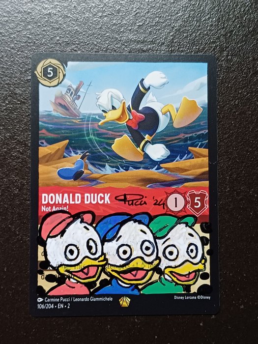 Ravensburger Card - Lorcana - Huey, Dewey  Louie on legendary Donald - Rise of the floodborn