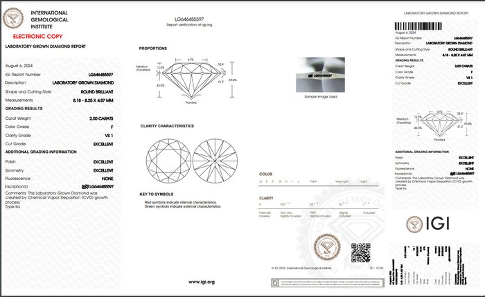 Øreringe Platin -  5.95ct. tw. Diamant (Laboratoriedyrket) - Diamant