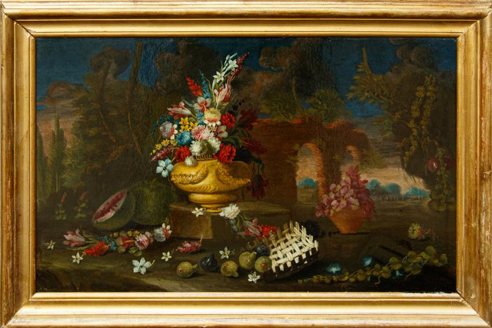 Giacomo Nani (1698 – 1755) - Composizione con vaso di fiori