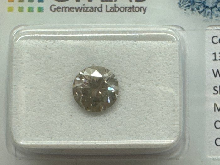 Ingen mindstepris - 1 pcs Diamant  (Naturfarvet)  - 1.05 ct - Rund - Fancy Grå - SI2 - Gemewizard Gemological Laboratory (GWLab)