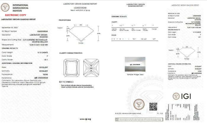 Ingen mindstepris - Ring - 18 kraat Hvidguld -  513ct tw Diamant (Laboratoriedyrket) - F VS1 IGI Certificeret