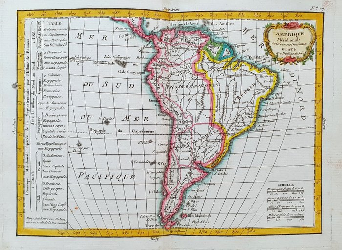 America - Sydamerika / Brasilien / Argentina / Chile / Peru; G Rizzi Zannoni / Janvier / Lattre - Amerique Meridionale - 1761-1780