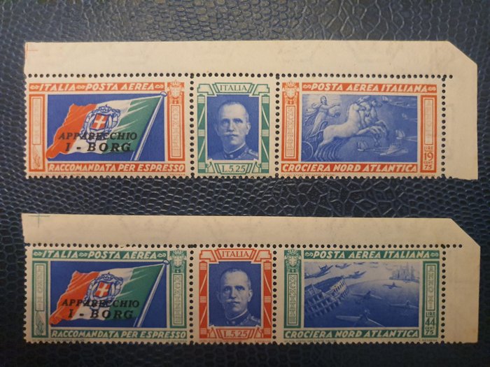 Italien Kongerige 1933 - Airmail North Atlantic Cruise Triptychs I-BORG komplet sæt ny MNH** - sassone serie 1509